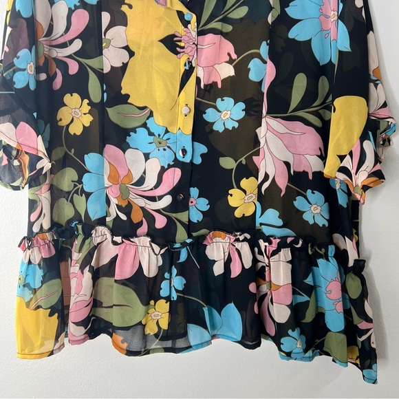 UMGEE Women’s Size Lg Short Sleeve Floral Blouse - Picture 6 of 11